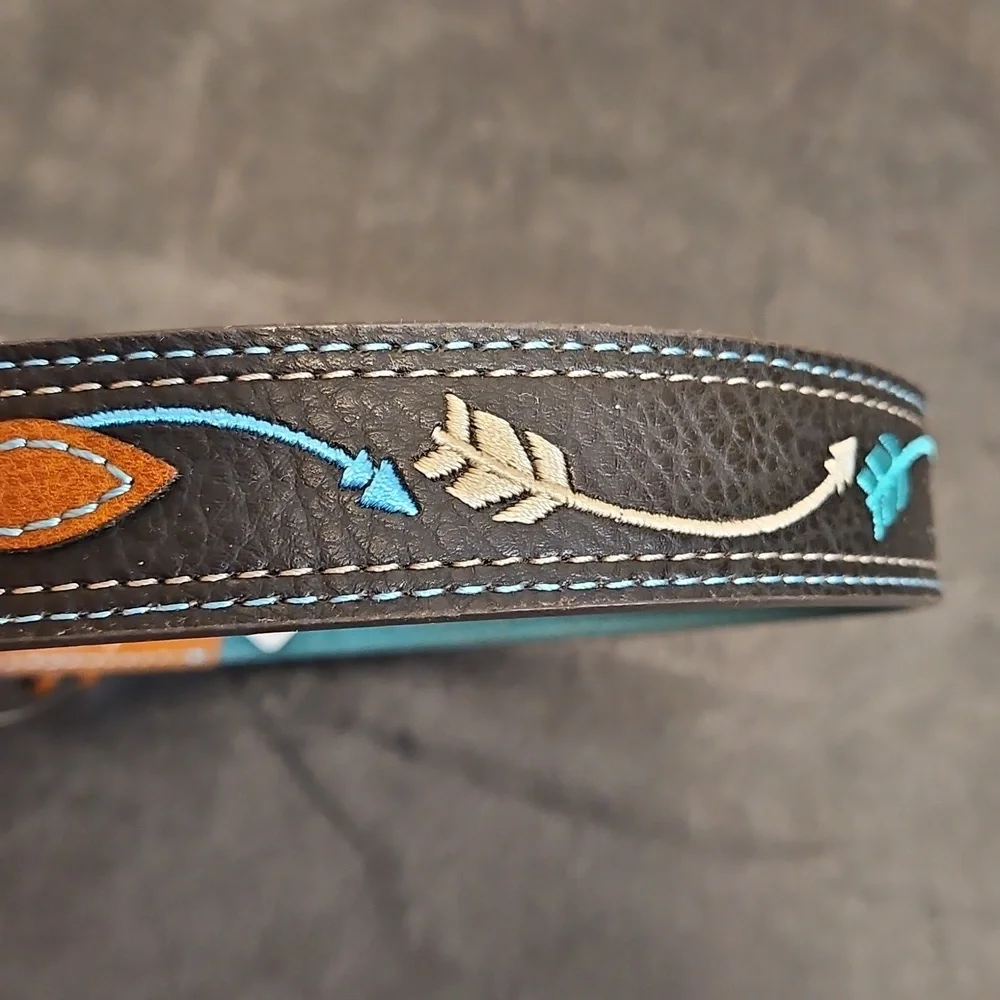 Catchfly Studio Girls Sz. Small Western Leather Belt With Arrow Design